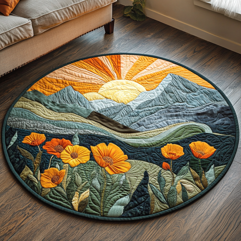 California Poppy Hill Quilted Round Mat NCU0DV5190
