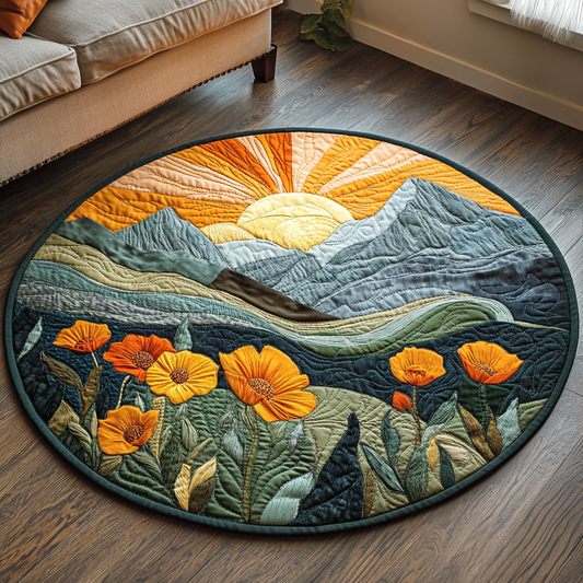 California Poppy Hill Quilted Round Mat NCU0DV5190