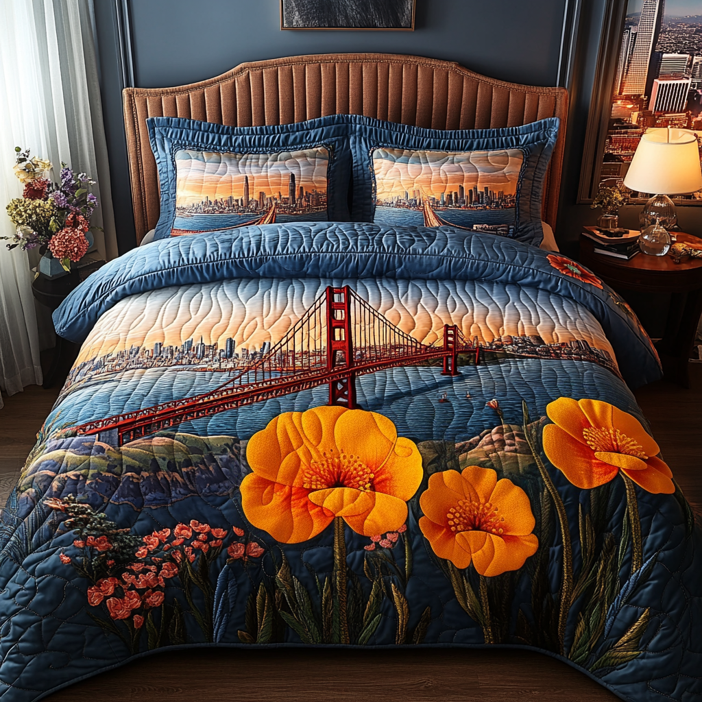 California Sunset 3-Piece Quilted Bedding Set NCU0DV4919