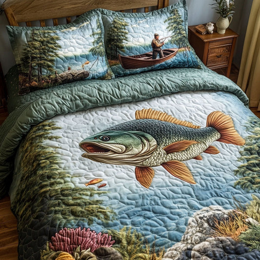 Calm Catch 3-Piece Quilted Bedding Set NCU0PT6915