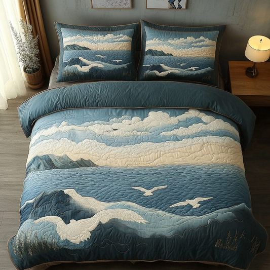 Calm Horizon 3-Piece Quilted Bedding Set NCU0DV5619