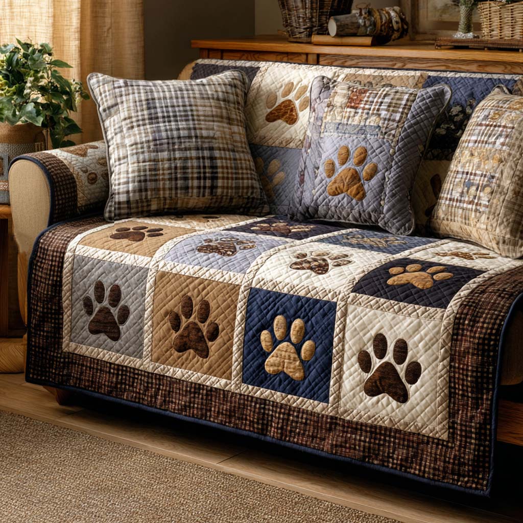 Calm Paw Quilted Sofa Cover NCU0NT11721