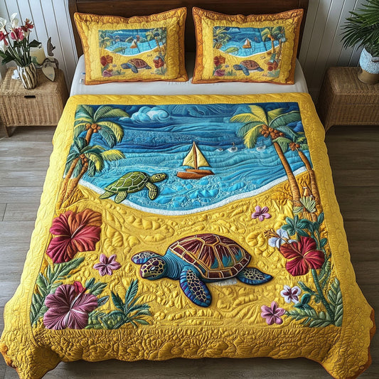 Calm Shell Serenity 3-Piece Quilted Bedding Set NCU0NT7099