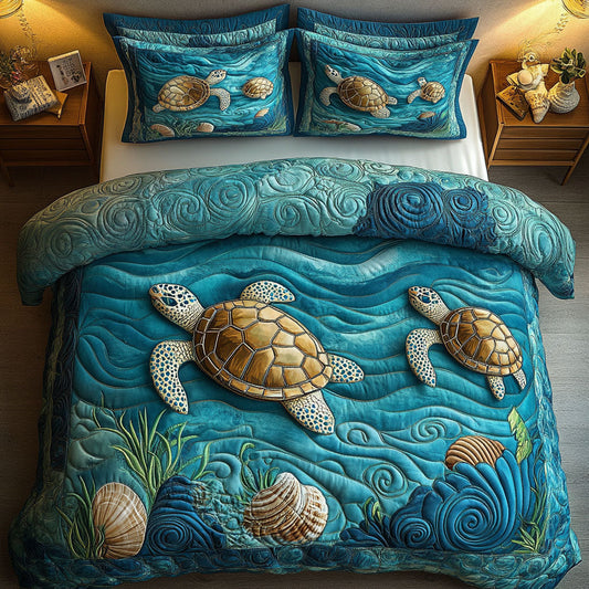 Calm Shell Serenity 3-Piece Quilted Bedding Set NCU0NT7330