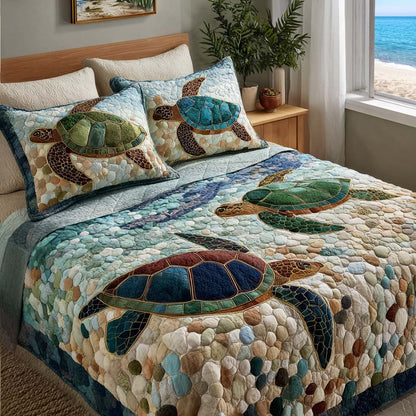 Calm Shells 3-Piece Quilted Bedding Set NCU0NT11705