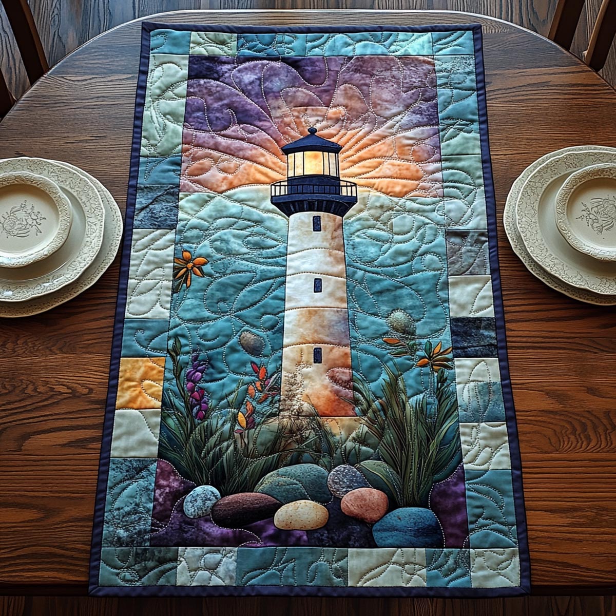 Calm Shores Quilted Table Runner NCU0DV9159
