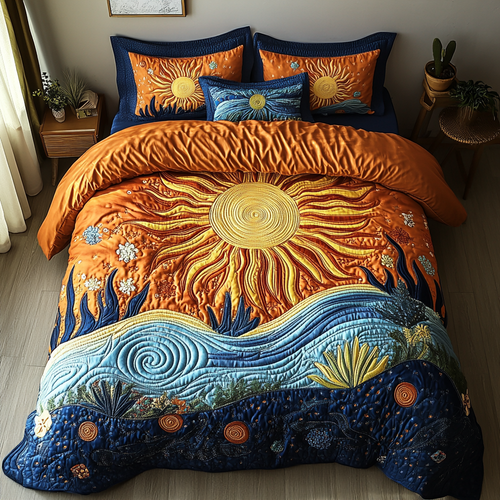 Calm Sunrise 3-Piece Quilted Bedding Set NCU0DK7685
