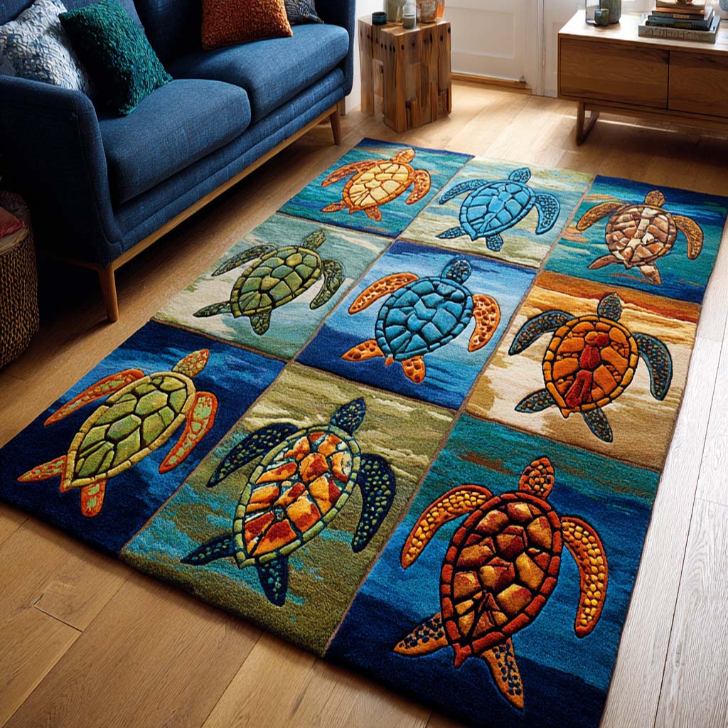 Turtle Colorblock Rug Calm Turtle Area Rug NCU0NT10053 – Vantique