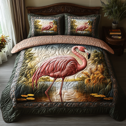 Flamingo 3-Piece Quilted Bedding Set NCU0VT166