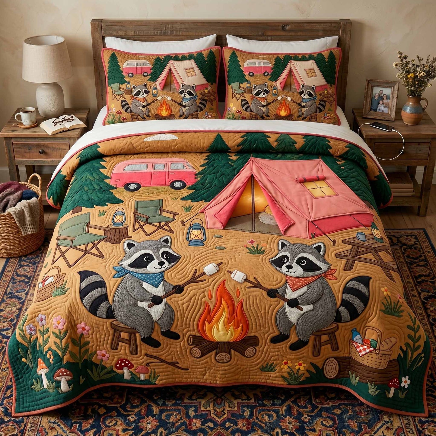 Camp Friends 3-Piece Quilted Bedding Set NCU0XD2831