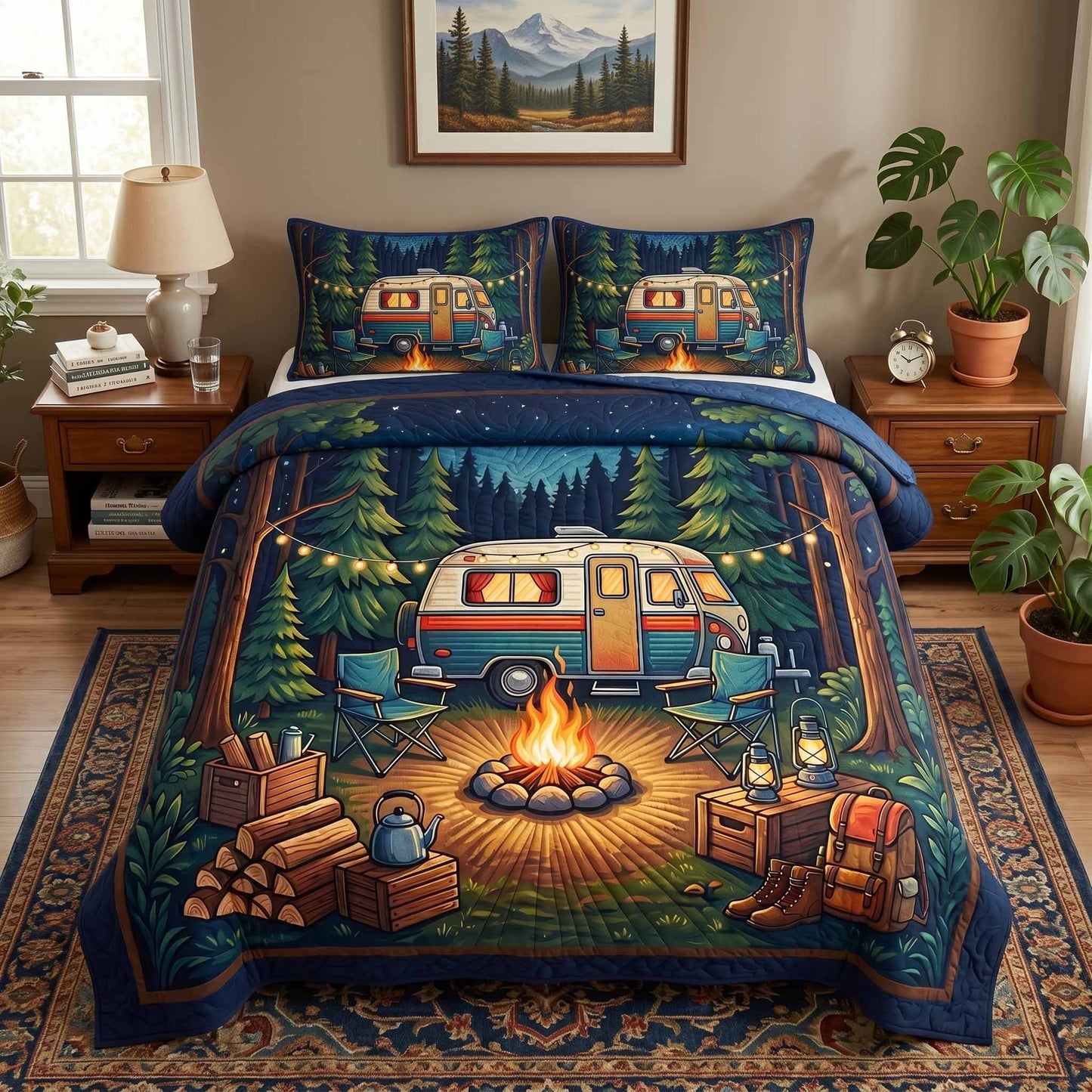 Camp Night 3-Piece Quilted Bedding Set NCU0XD2795