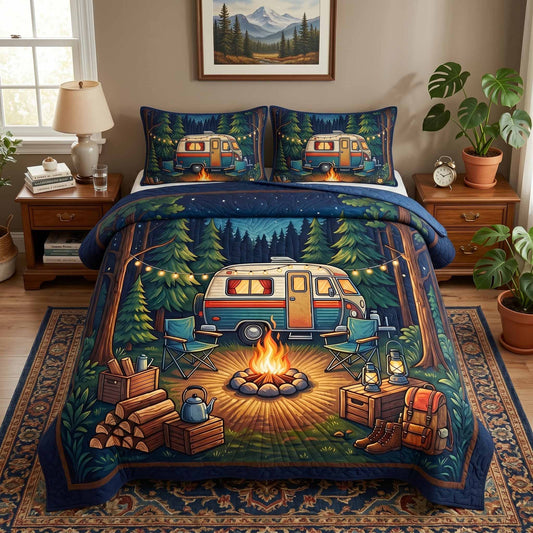 Camp Night 3-Piece Quilted Bedding Set NCU0XD2795