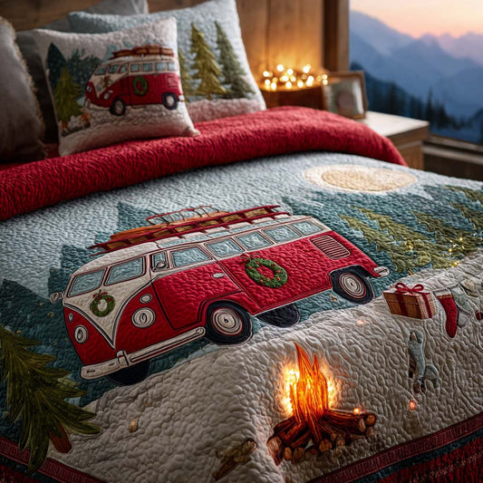 Campfire Christmas 3-Piece Quilted Bedding Set NCU0NT11359