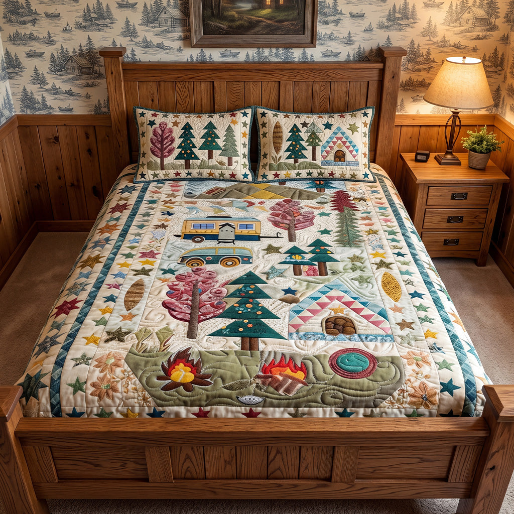 Campfire Glow Heritage 3-Piece Quilted Bedding Set NCU0PT11689
