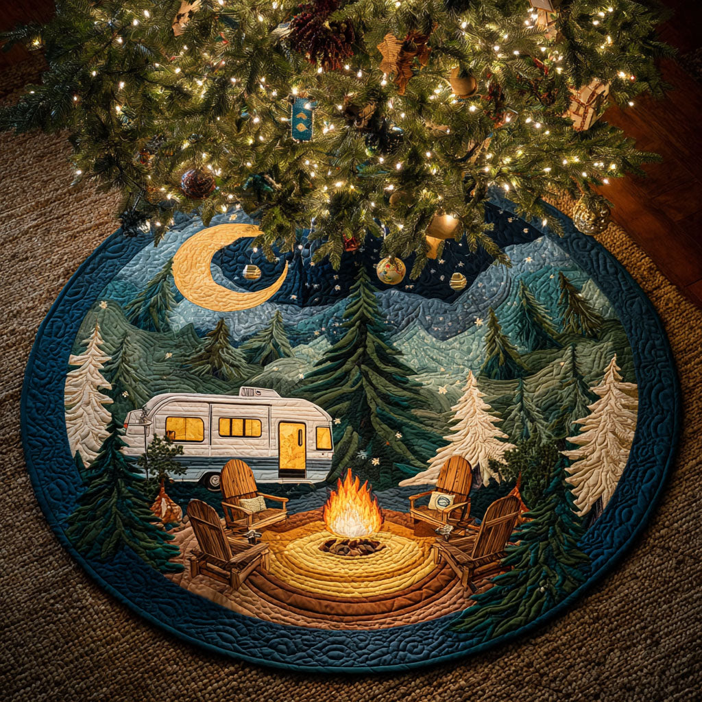 Campfire Night Christmas Quilted Tree Skirt NCU0TV1339