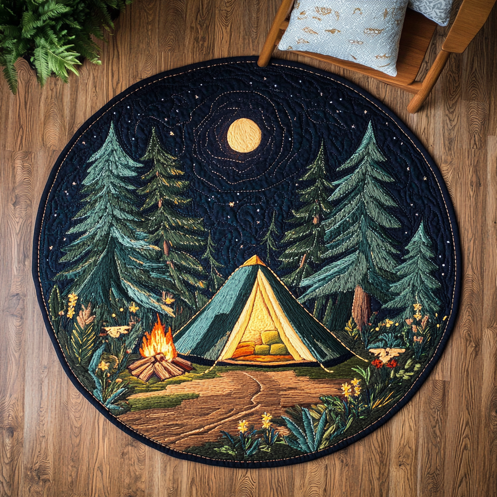 Campfire Nights Quilted Round Mat NCU0DK5657