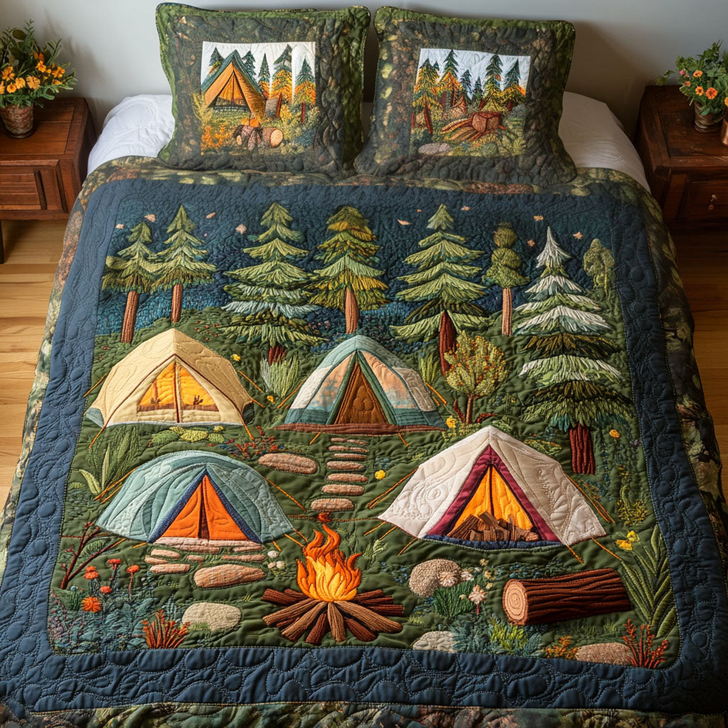 Campfire Retreat 3-Piece Quilted Bedding Set NCU0NT2934