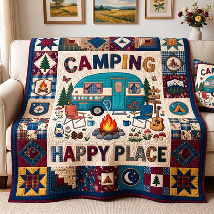 Camping Happy Quilted Blanket NCU0XD2882