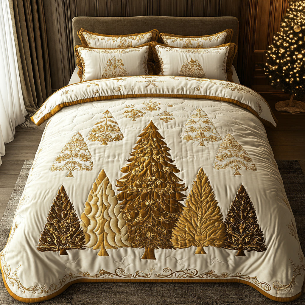 Candlelight Tree 3-Piece Quilted Bedding Set NCU0DV8490