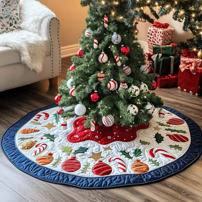 Candy Stripe Delight Christmas Quilted Tree Skirt NCU0NT1246