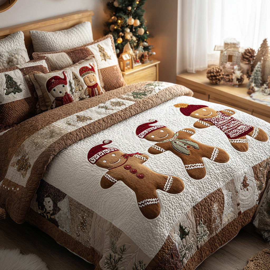 Candy Cane Companions 3-Piece Quilted Bedding Set NCU0DV7652