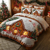 Candy Cane Cottage 3-Piece Quilted Bedding Set NCU0XD494