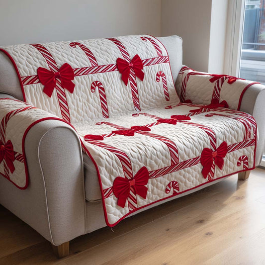 Candy Cane Delight Quilted Sofa Cover NCU0XD743