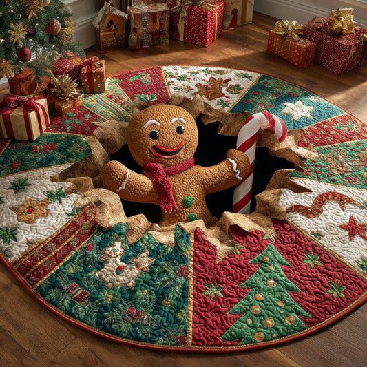 Candy Cane Hug Quilted Round Mat NCU0TV600