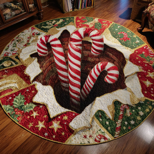 Candy Cane Twist Quilted Round Mat NCU0TV604