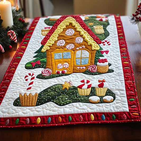 Candy Cane Wishes Quilted Table Runner NCU0NT660