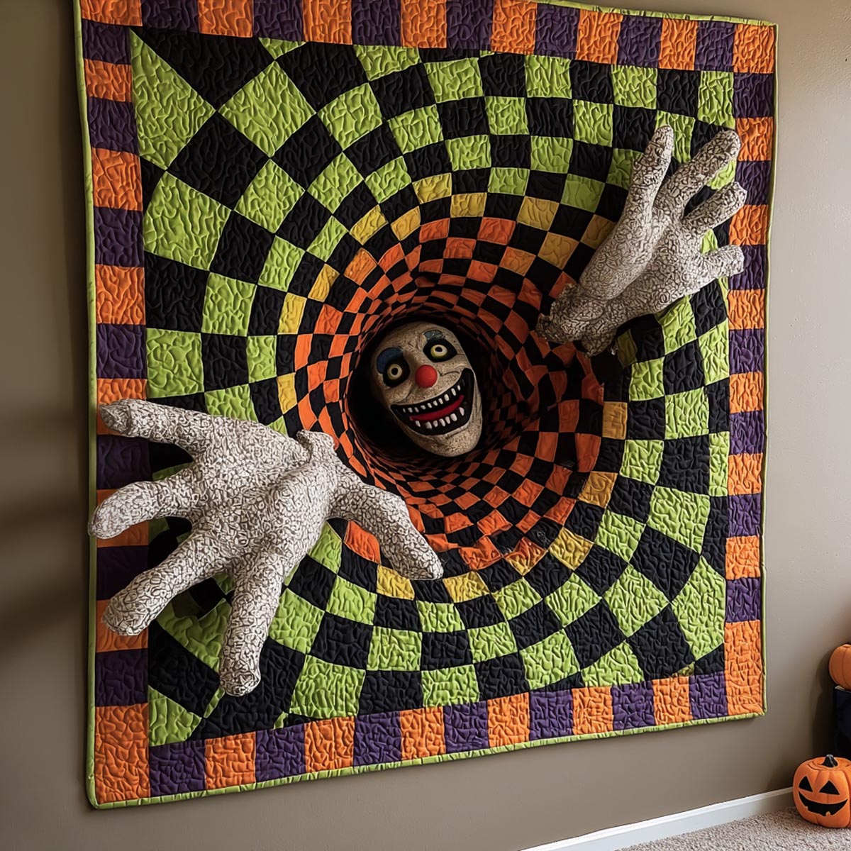 Candy Clown Hollow Art Quilt Hanging NCU0DV9855