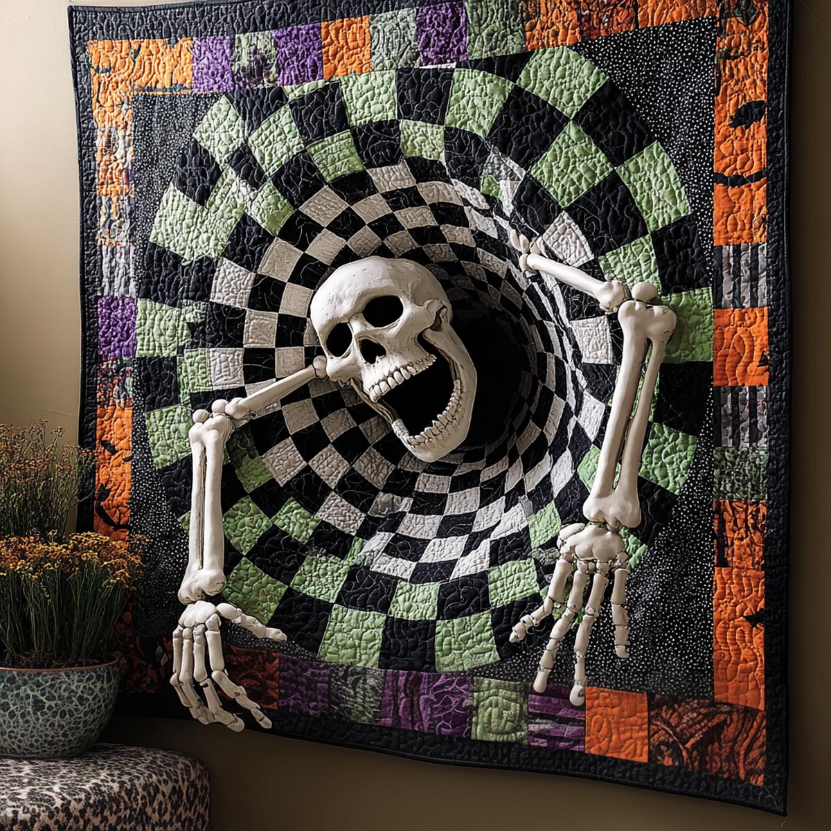 Candy Corn Descent Art Quilt Hanging NCU0DV9859
