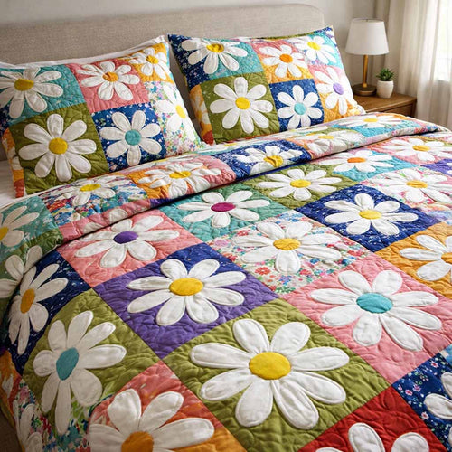 Candy Daisy 3-Piece Quilted Bedding Set NCU0XD2514