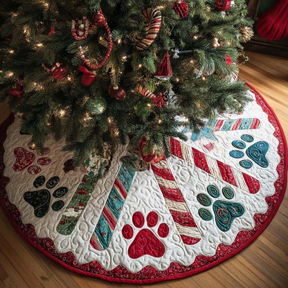 Candy Paws Christmas Quilted Tree Skirt NCU0NT9958