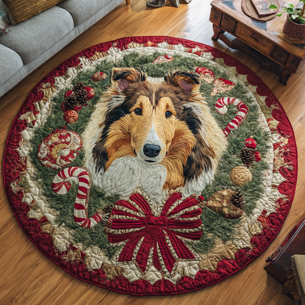 Canes Shetland Sheepdog Quilted Round Mat NCU0HH1303
