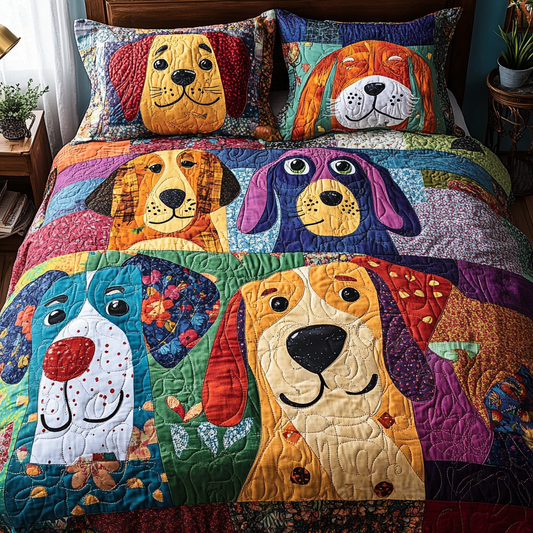 Canine Carnival 3-Piece Quilted Bedding Set NCU0DV4244