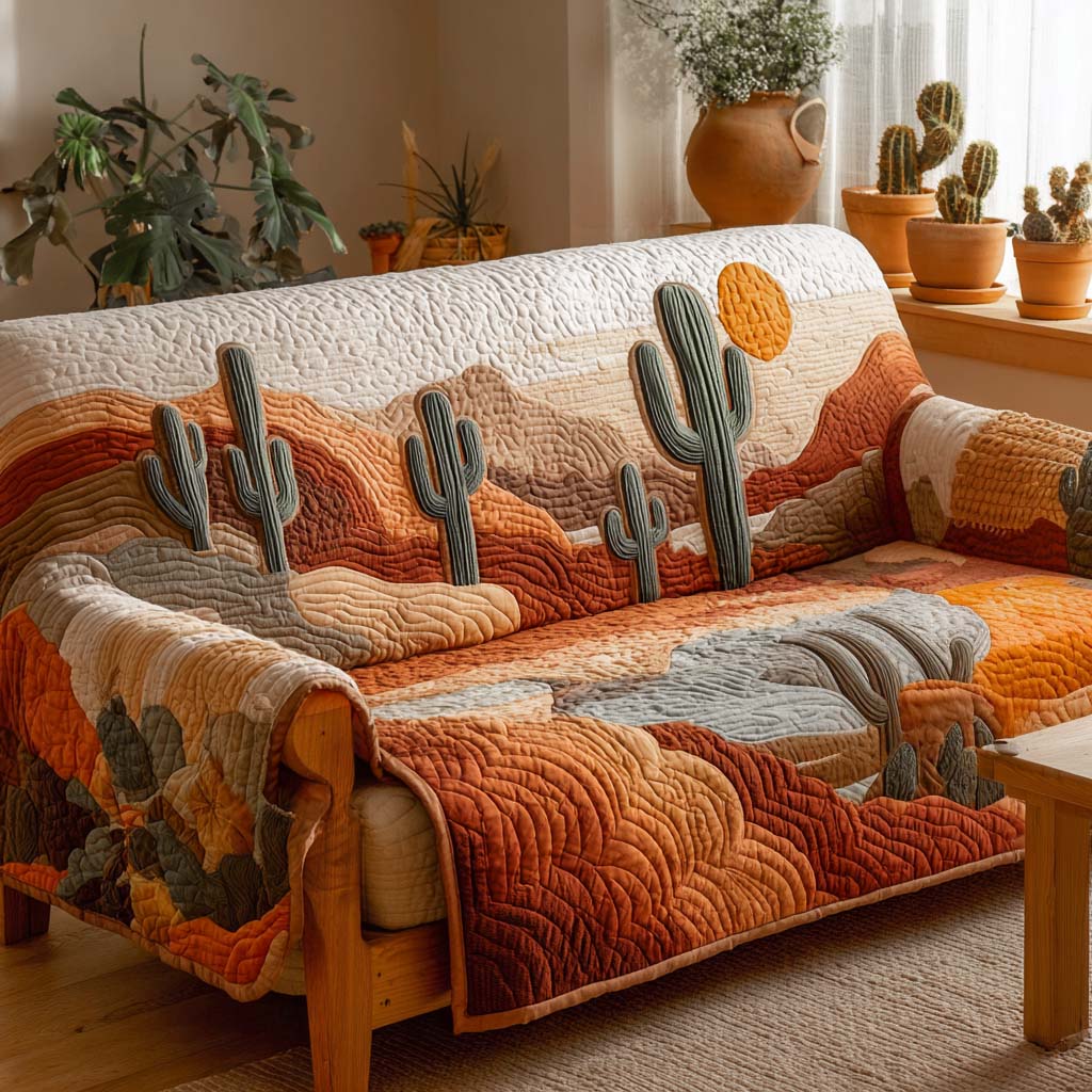 Canyon Blaze Quilted Sofa Cover NCU0XD1482