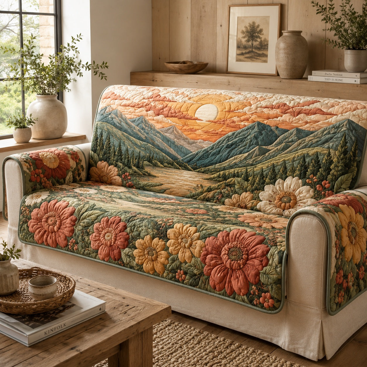 Canyon Dusk Radiance Quilted Sofa Cover NCU0VL3873
