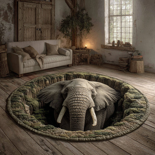 Canyon Elephant Quilted Round Mat NCU0HH1691
