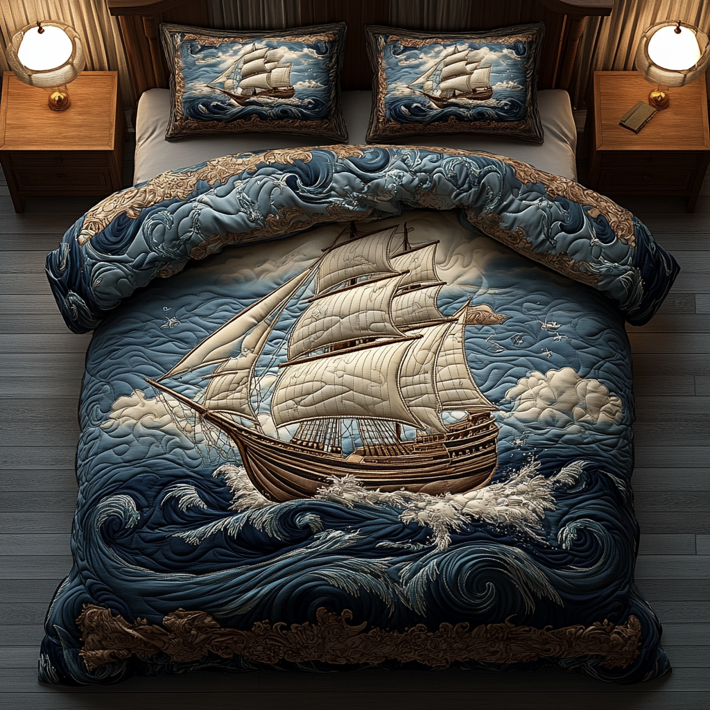 Captain Voyage 3-Piece Quilted Bedding Set NCU0DV2975