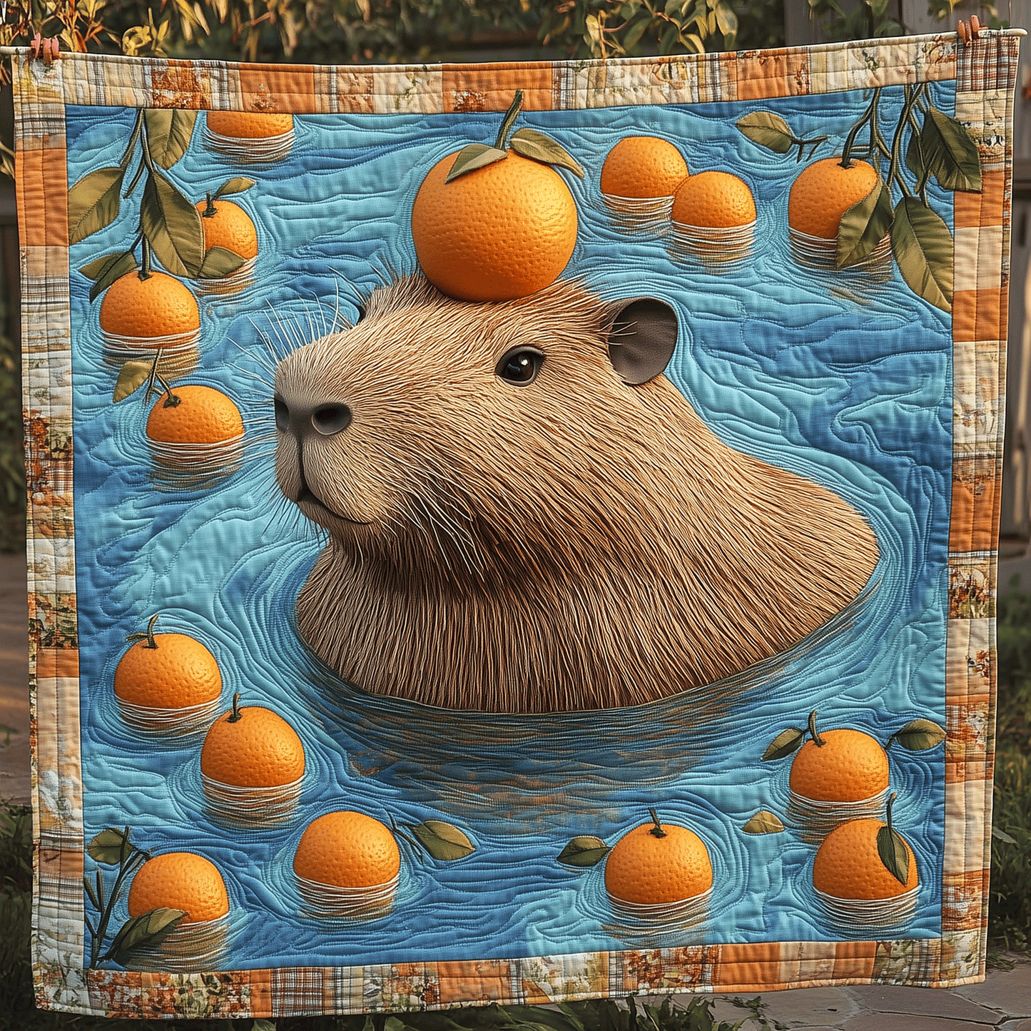 Capybara Citrus Vibes Quilted Blanket NCU0TH2698