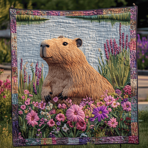 Capybara Floral Dreams Quilted Blanket NCU0TH2697