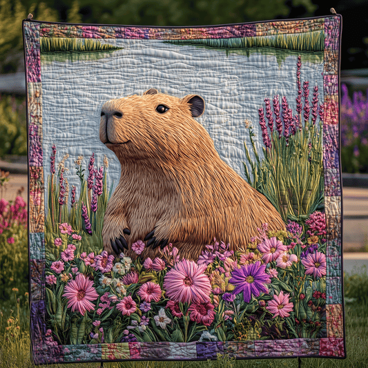 Capybara Floral Dreams Quilted Blanket NCU0TH2697