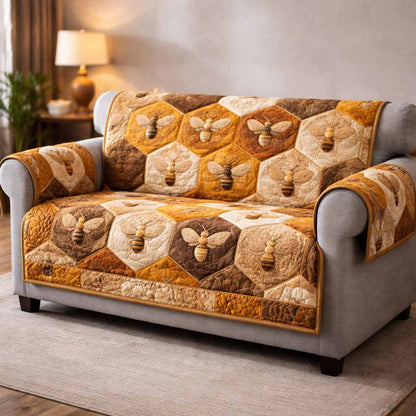 Caramel Comb Quilted Sofa Cover NCU0XD2484