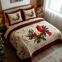 Cardinal Glow 3-Piece Quilted Bedding Set NCU0DV2165