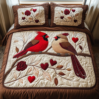 Cardinal Romance 3-Piece Quilted Bedding Set NCU0DV2435