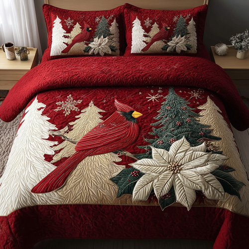 Cardinal Blessing 3-Piece Quilted Bedding Set NCU0DK11077