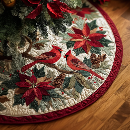 Cardinal Blessing Christmas Quilted Tree Skirt NCU0DK11401