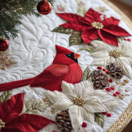 Cardinal Blessings Quilted Christmas Tree Skirt NCU0DV7845