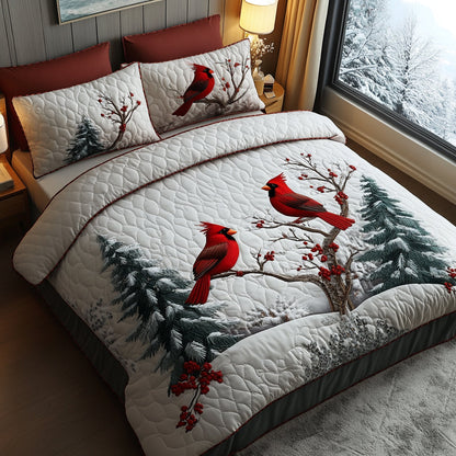Cardinal Bloom 3-Piece Quilted Bedding Set NCU0DV8927